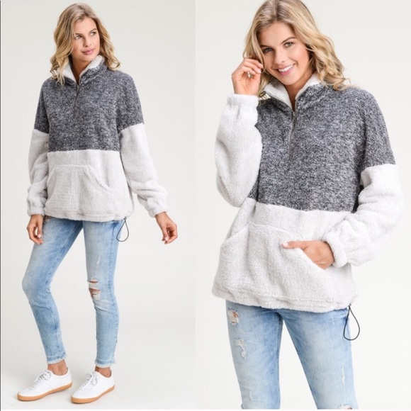 Sweaters - CLEARANCE ‼️CHARCOAL IVORY TWO TONE FIZZY- Sweater